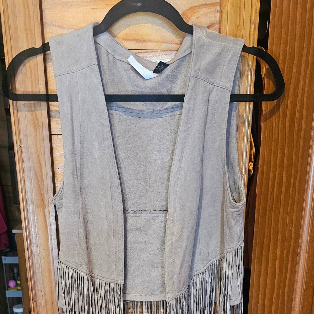 Tan fringe vest